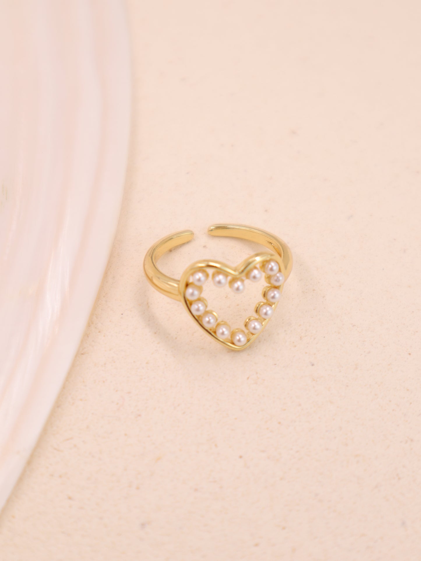 Anillo Corazon perlitas