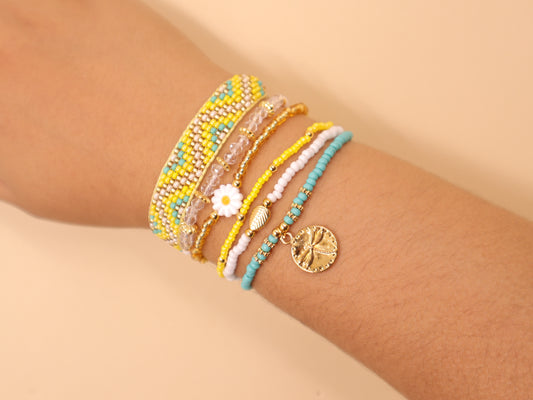 Pulsera Margaritas + Aretes