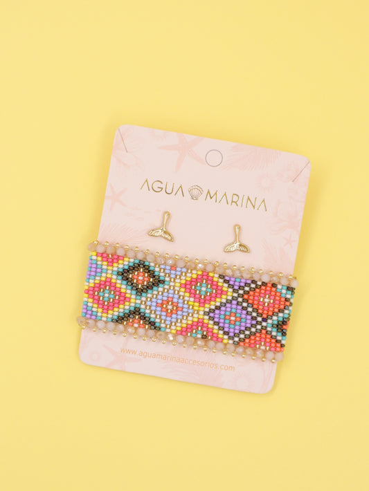 Pulsera rombos + Aretes